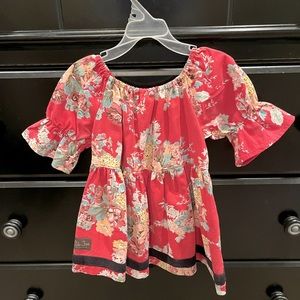 Little girls, size 6, Matilda, Jane, red floral peasant tunic.